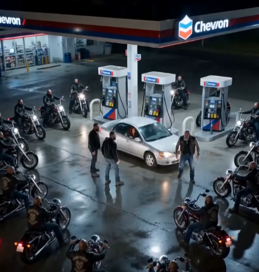 Tres hombres acorralaron a una joven en una gasolinera desierta, sin saber quién la estaba cuidando desde las sombras. ⛽😱